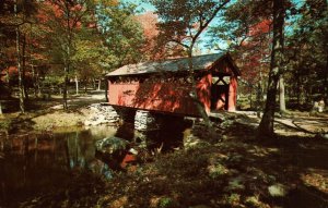 VINTAGE POSTCARD COVERED BRIDGE DEVILS HOPYARD STATE PARK EAST HARDAM CONN