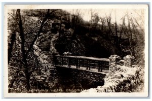 Decorah Iowa IA Postcard RPPC Photo Lovers Lane Bridge c1940's Unposted Vintage