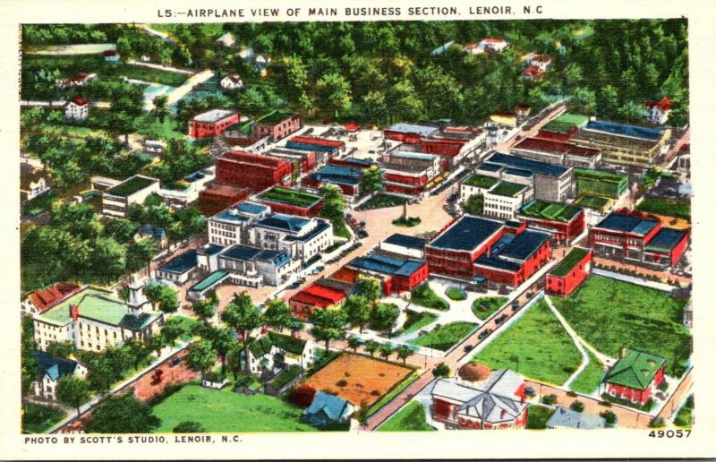 North Carolina Lenoir Airplane View Of Main Business Section