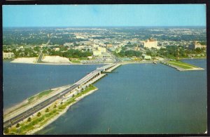 Florida CLEARWATER Air View of Downtown Memorial Causeway East Bridge - Chrome