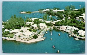 Paget Bermuda Postcard Aerial View of Beach and Hotels c1950's Vintage