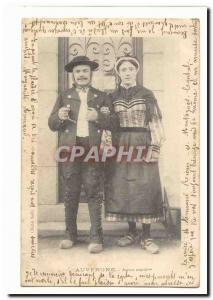 Auvergne Old Postcard Young married (folklore costumes) TOP