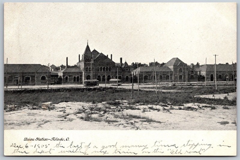 Vtg Toledo Ohio OK Union Station Train Depot Railroad 1905 View Old Postcard