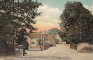 Pangbourne Entrance To Village Of Man With Cross Dog Berkshire Antique Postcard