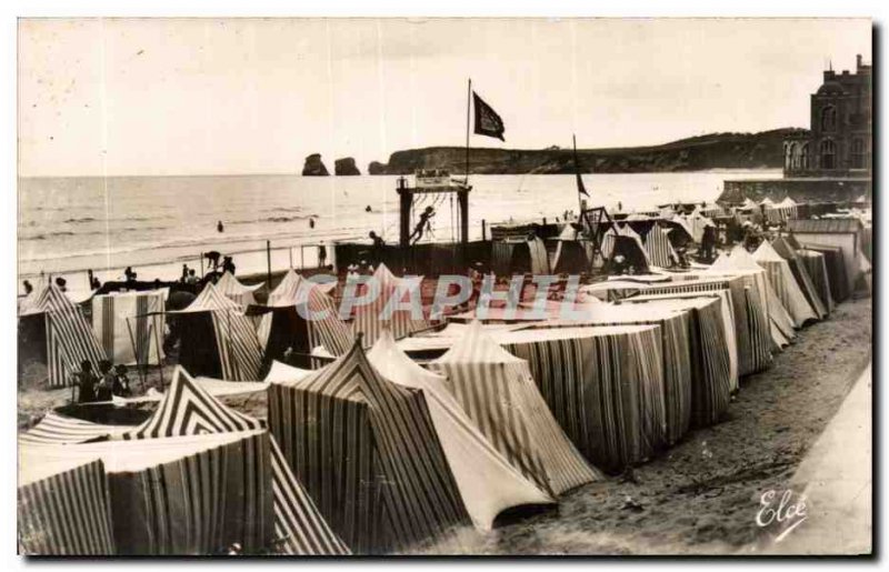 Old Postcard Hendaye Beach and twin