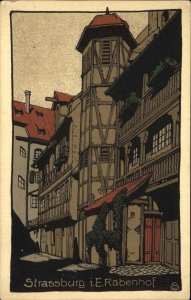 Strassburg Germany Rabenhof Arts & Crafts or Art Deco c1915 Postcard