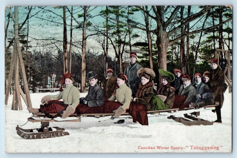 Montreal Quebec Canada Postacard Canadian Winter Sports Tobogganing 1908