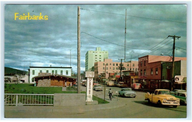 FAIRBANKS, AK Alaska ~ First Avenue STREET SCENE1970 Cars Postcard 