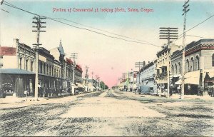 Postcard C-1910 Oregon Salem Commercial Street hand colored 23-13708