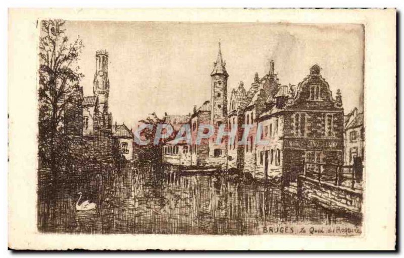 Old Postcard Bruges Quai du Rosaire