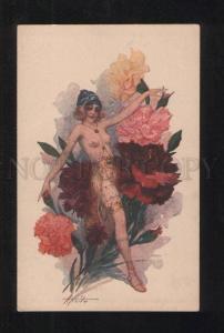 3072508 Nude BELLY DANCER as Flower by APSIT old ART NOUVEAU