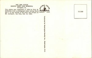 Iwo Jima Statue Arlington VA Virginia Vintage Postcard Standard View Card