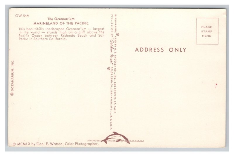 The Oceanarium  Marineland Of The Pacific California Postcard