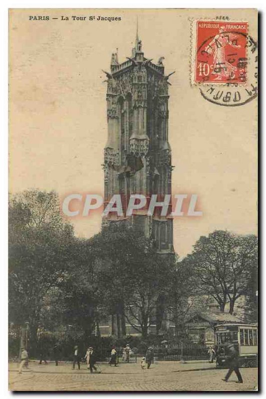 Old Postcard Paris St Jacques Tower