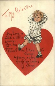 HBG Griggs Valentine - Sweet Little Scamp Boy & Big Hearts c1910 Postcard G19