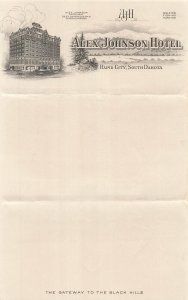 RAPID CITY SOUTH DAKOTA ALEX JOHNSON HOTEL LETTERHEAD