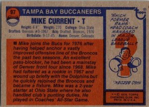 1976 Topps Football Card Dan Rycek Tampa Bay Buccaneers sk4240