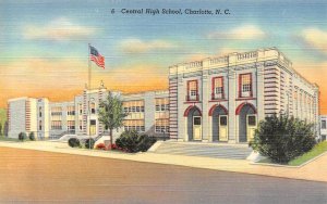 Charlotte, NC North Carolina CENTRAL HIGH SCHOOL ca1940s Curteich Linen Postcard