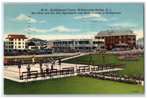 1948 Shuffleboard Courts Sun Deck & Sun Dial Wildwood-By-The-Sea NJ Postcard