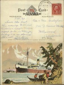Alaska Steamship Co 1929 Farewell Dinner Menu SS Northwestern Postcard