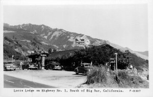 Postcard RPPC 1940s California Big Sur Lucia Lodge Highway #1 Chevron CA24-2738