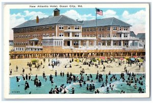 Ocean City Maryland Postcard New Atlantic Hotel Exterior c1920 Vintage Antique