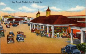 Vtg 1930s New French Farmers Market Old Cars New Orleans Louisiana LA Postcard