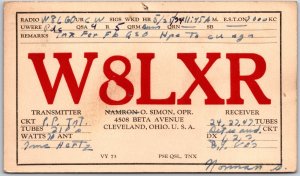 1934 QSL Radio Card W8LXR Cleveland Ohio Amateur Radio Station Posted Postcard