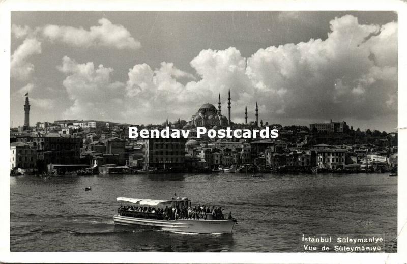 turkey, ISTANBUL, View on Süleymaniye Camii, Mosque Islam (1961) RPPC, Stamps