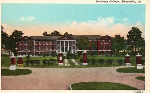 Vintage Postcard 1920's View of Louisiana College Building Alexandria LA