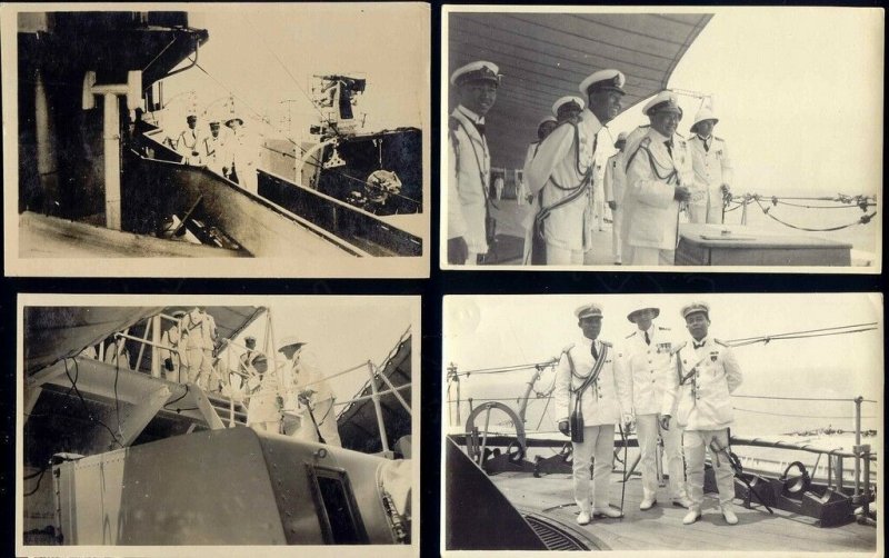 siam thailand, King Rama VI Vajiravudh on Board HMS Hawkins (1925) 4x Real Photo