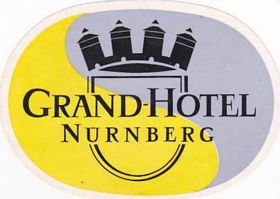 GERMANY NUERNBERG GRAND HOTEL VINTAGE LUGGAGE LABEL