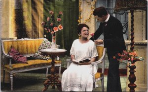 Woman Receives a Flower from Her Husband Vintage Postcard C202