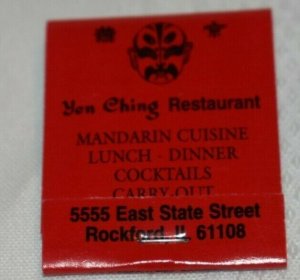 Yen Ching Restaurant Mandarin Cuisine Rockford Illinois 20 Strike Matchbook