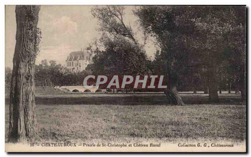 Old Postcard Chateauroux Praire St Christopher and Raoul castle