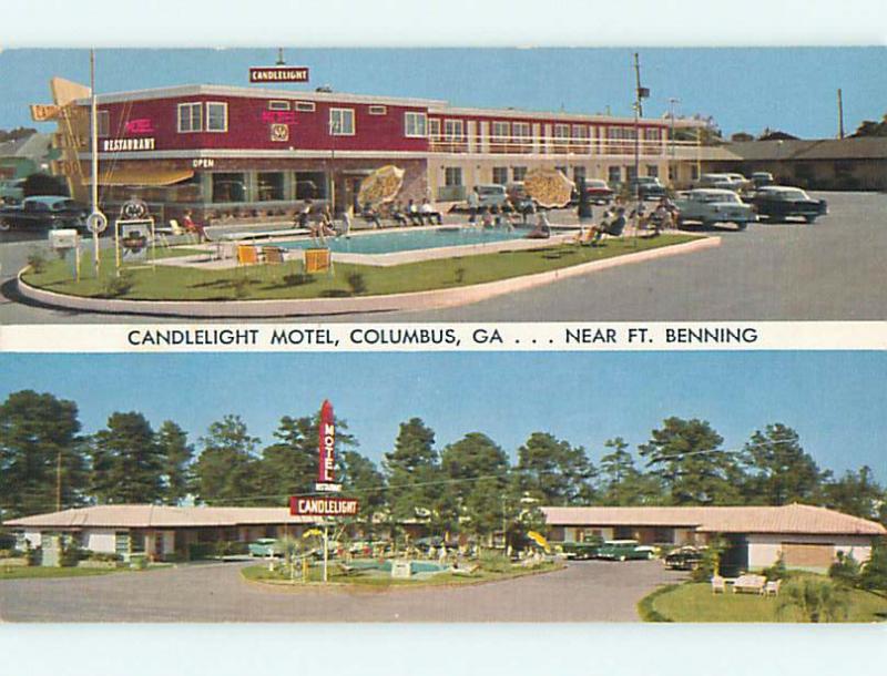 Unused 1950's OLD CARS & CANDLELIGHT MOTEL & RESTAURANT Columbus GA u4876-22