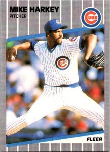 1989 Fleer Baseball Card Mike Harkey Chicago Cubs sk10631