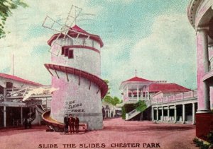 C.1900-07 The Slides Chester Park Cincinnati Ohio Amusement Park Postcard P109