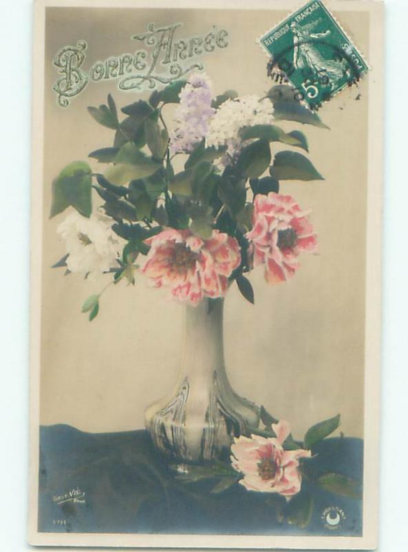 tinted rppc c1910 BEAUTIFUL FLOWERS AC9136