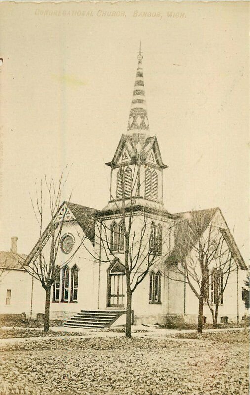 Bangor Michigan Congregational Church C-1911 RPPC Photo Postcard 20-13272