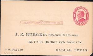 US  Pre-stamped Postcard UX24 McKinley