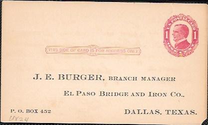 US  Pre-stamped Postcard UX24 McKinley