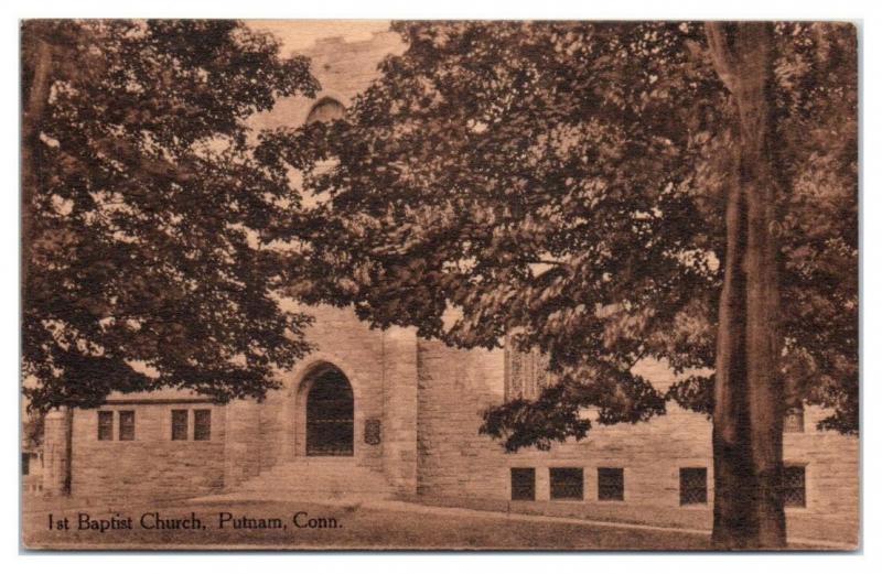 1911 1st Baptist Church, Putnam, CT Postcard