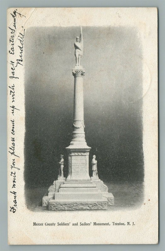 TRENTON NJ MERCER COUNTY SOLDIER'S & SAILOR'S MONUMENT ANTIQUE POSTCARD