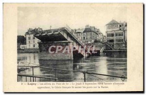 Old Postcard Army Lagny Debris iron bridge