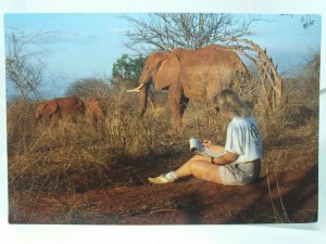 Barbara Mcknight at work in Tsavo National Park Kenya  Vintage Postcard