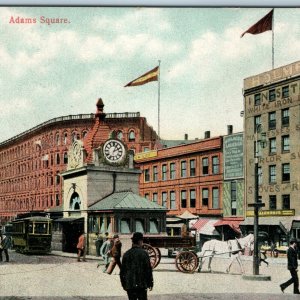 c1910s Boston, MA Adam's Square Clock Street Cars Trolley Advertising Signs A198