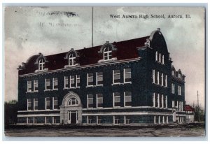 Aurora Illinois Postcard West Aurora High School Exterior c1911 Vintage Antique