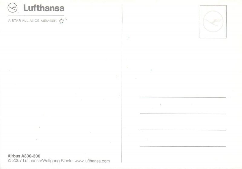 German Airlines Lufthansa Airbus A330-300 Plane postcard