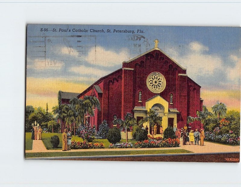Postcard St. Paul's Catholic Church, St. Petersburg, Florida
